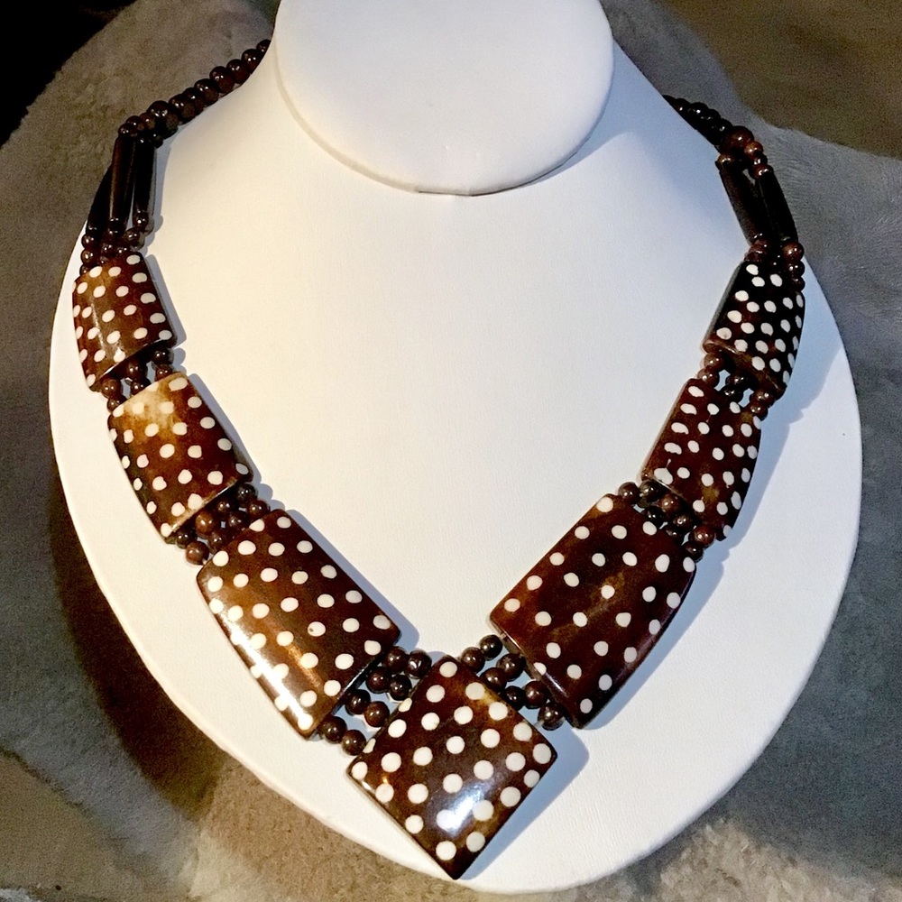 🔥6 for $20! Vintage African Batik Horn Necklace